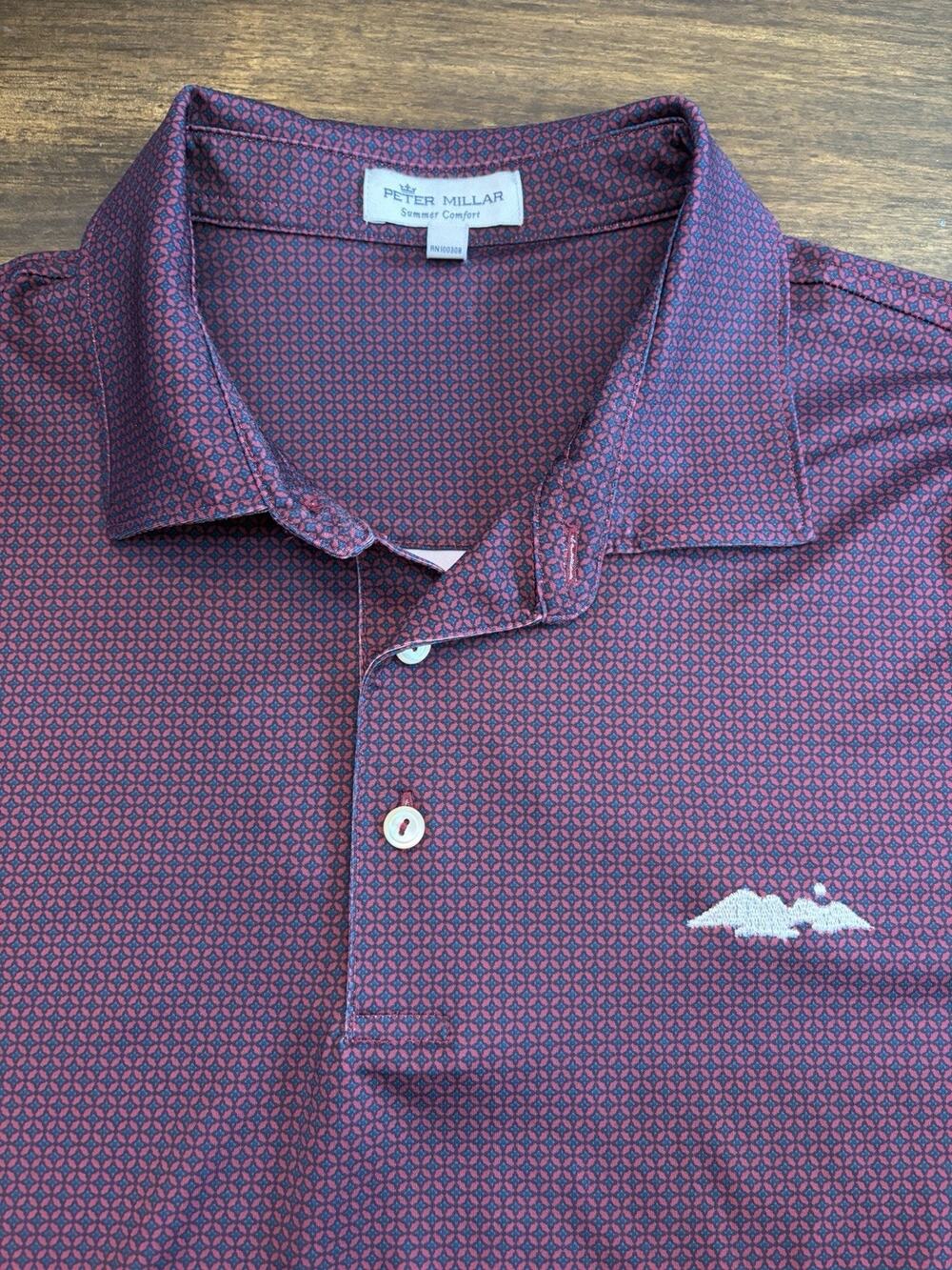 Peter Millar Desert Mountain Purple Summer Comfort Golf Polo Shirt Sz Large